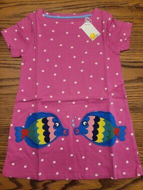 Nwt Mini Boden fish tunic pink.  Size 7-8.